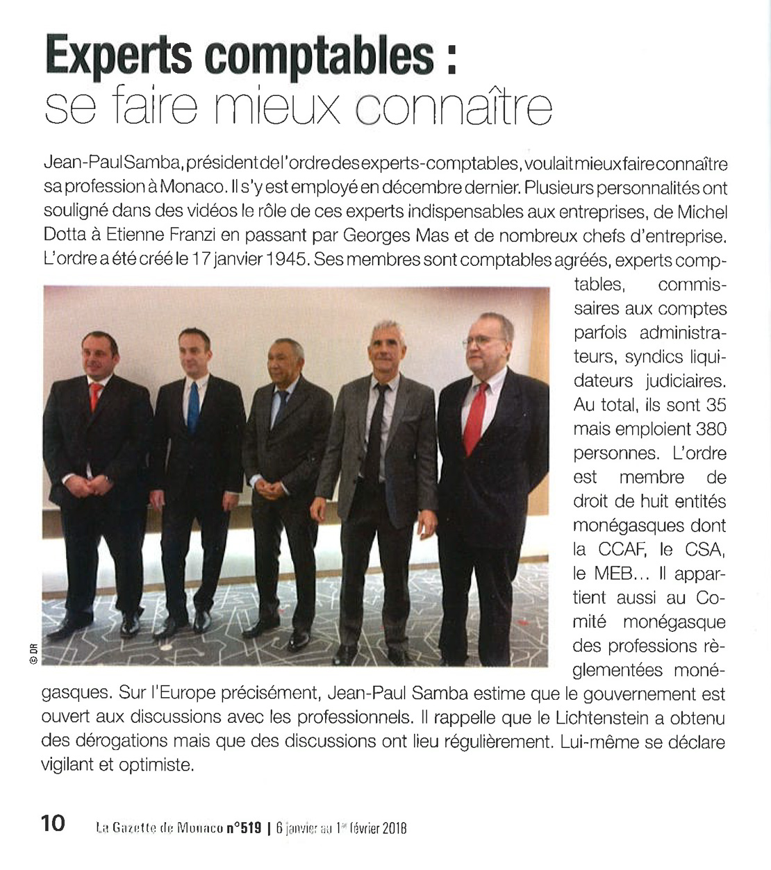 Experts-comptable : se faire mieux connaître - Gazette de Monaco n°519 (Janvier 2018)